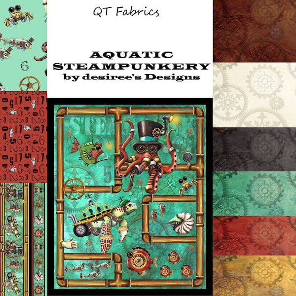 Quilting Treasures Aquatic Steampunkery Collection Cotton Fabric by the Yard