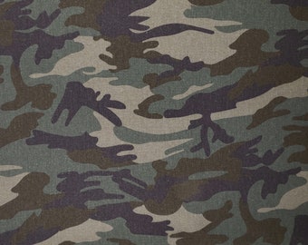 Cotton Twill Camouflage Green Fabric by the Yard