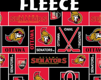 NHL Ottawa Senators Block Anti Pill Fleece Fabric by the Yard