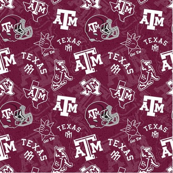 NCAA Texas A&M Tone on Tone TAM-1178 Cotton Fabric By The Yard