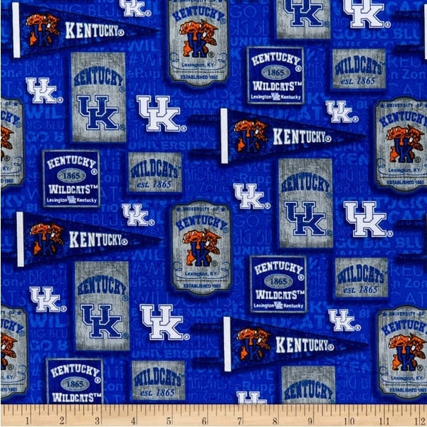 NCAA University of Kentucky Wildcats Vintage Pennant KY-1267 Cotton Fabric By The Yard