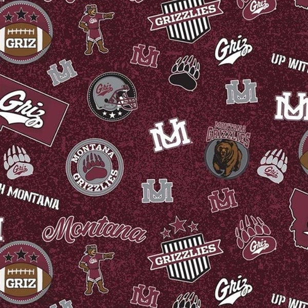 NCAA University of Montana Home State MON-1208 Cotton Fabric By the Yard