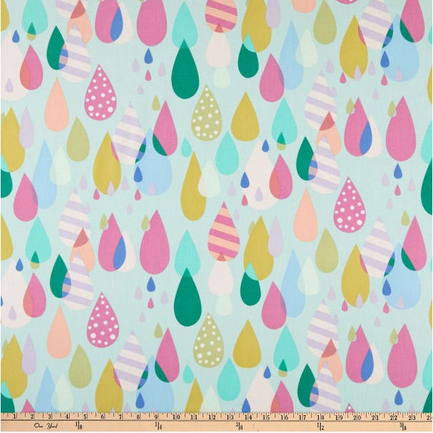 Alexander Henry Raindrops Pale Aqua Cotton Fabric by Yard | Etsy