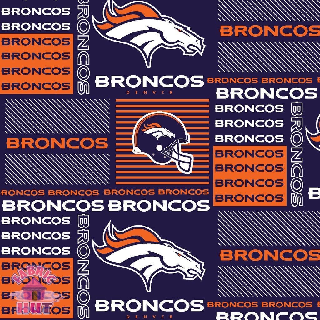 NFL Denver Broncos Block Cotton Fabric by the Yard 6422 D Etsy