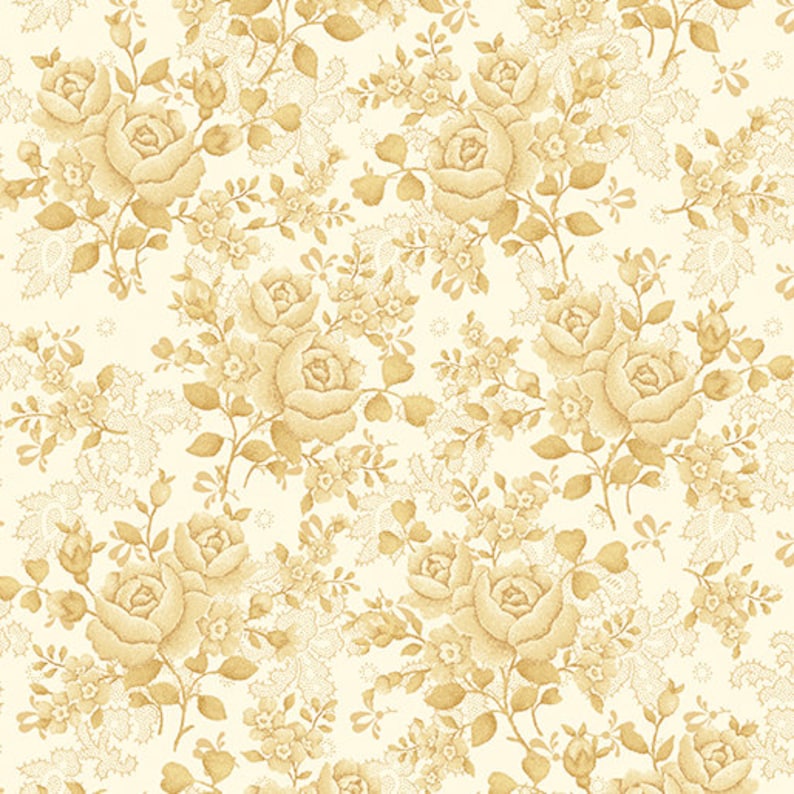 Benartex Studios Homestead Wide Climbing Rose Ecru 110 Cotton Fabric by the Yard