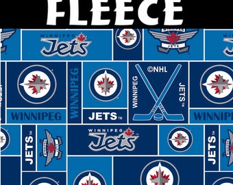 NHL Winnipeg Jets Block Anti Pill Fleece Fabric by the Yard