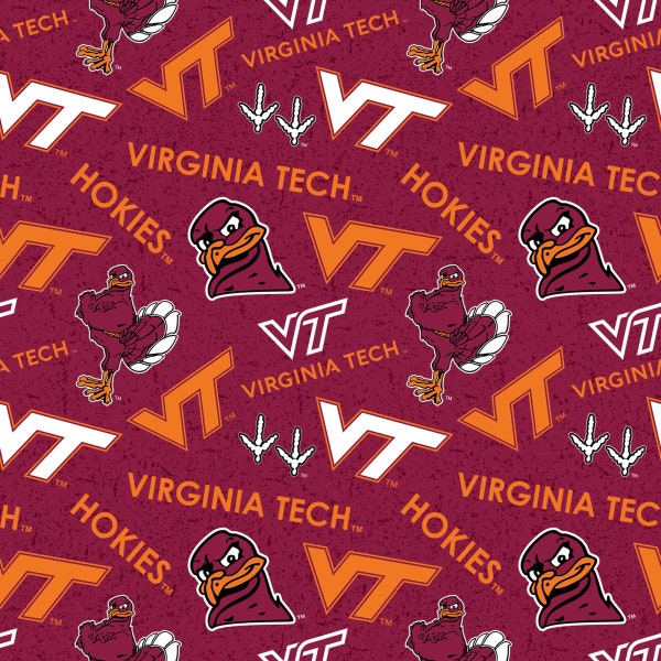 NCAA Virginia Tech Hokies Tone on Tone VT-1178 Cotton Fabric By The Yard