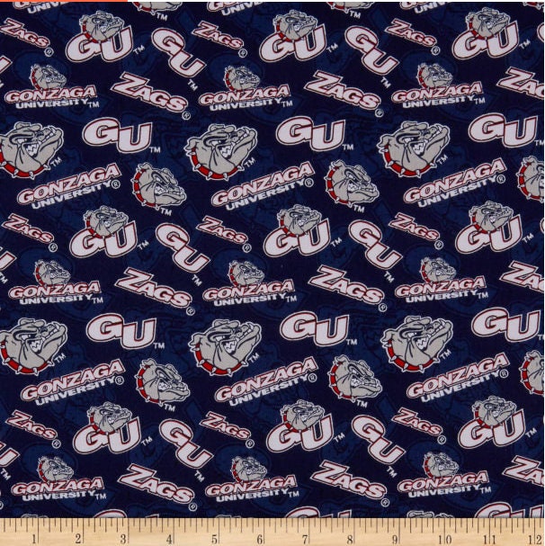 Gonzaga University Fleece Fabric by Sykel-gonzaga Bulldogs 