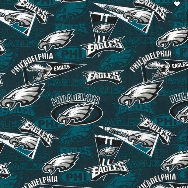 NFL Philadelphia Eagles Retro Green Cotton Fabric by the Yard 70114-D