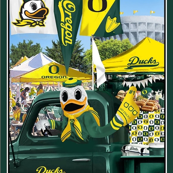 NCAA University of Oregon Ducks Tailgate Panel 36" OR-1157 Cotton Fabric By the Panel