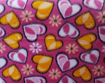 Polar Fleece Hearts Toss Fleece Fabric by the Yard