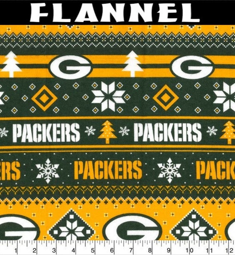 NFL Green Bay Packers Holiday Flannel Fabric by the Yard - Etsy
