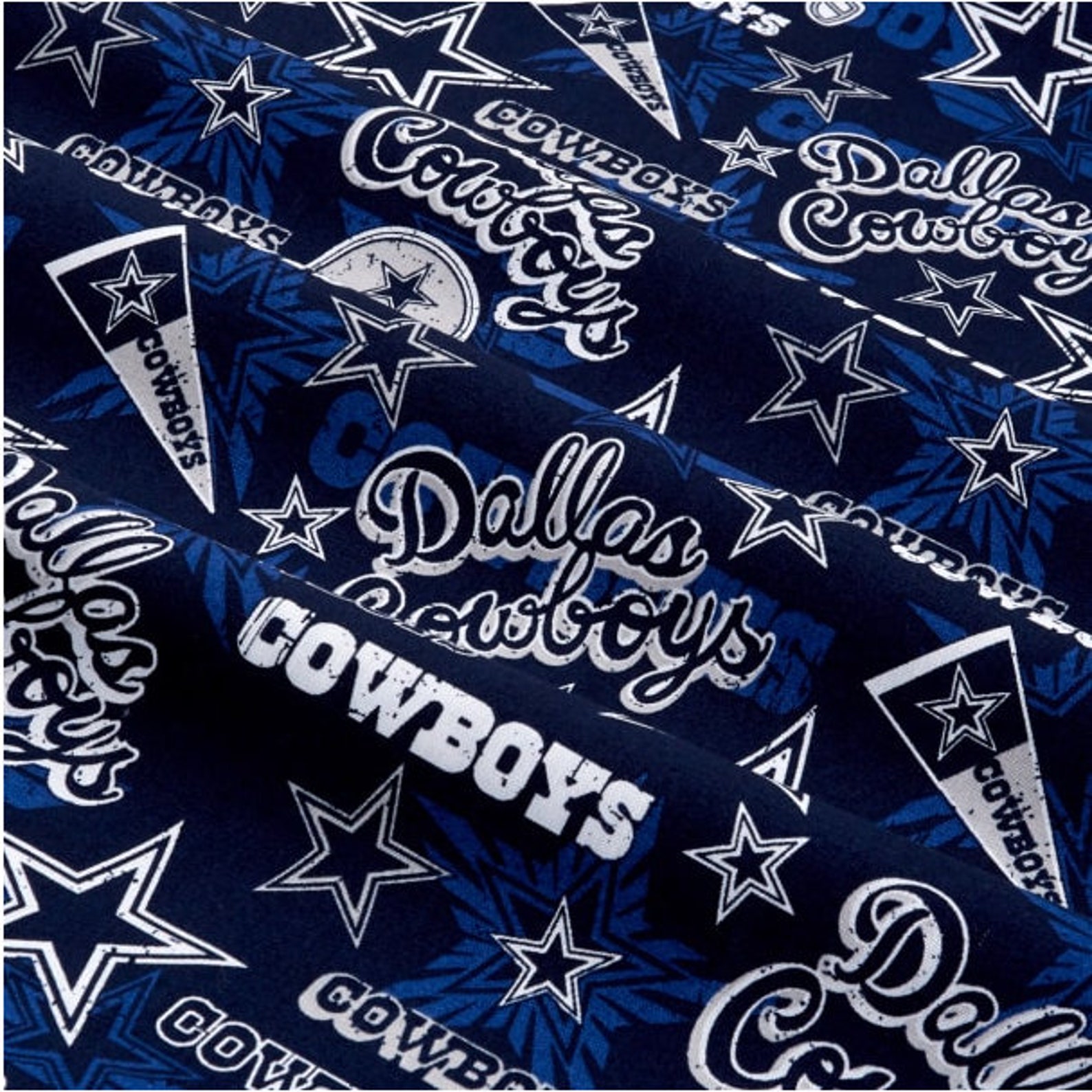NFL Blue Dallas Cowboys Retro Cotton Fabric by the Yard 14443 Etsy