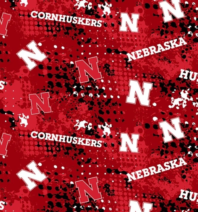 University of Nebraska Fleece Fabric by Sykel-nebraska 