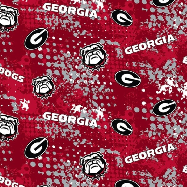 NCAA University of Georgia Bulldogs Splatter GA-835 Cotton Fabric By The Yard