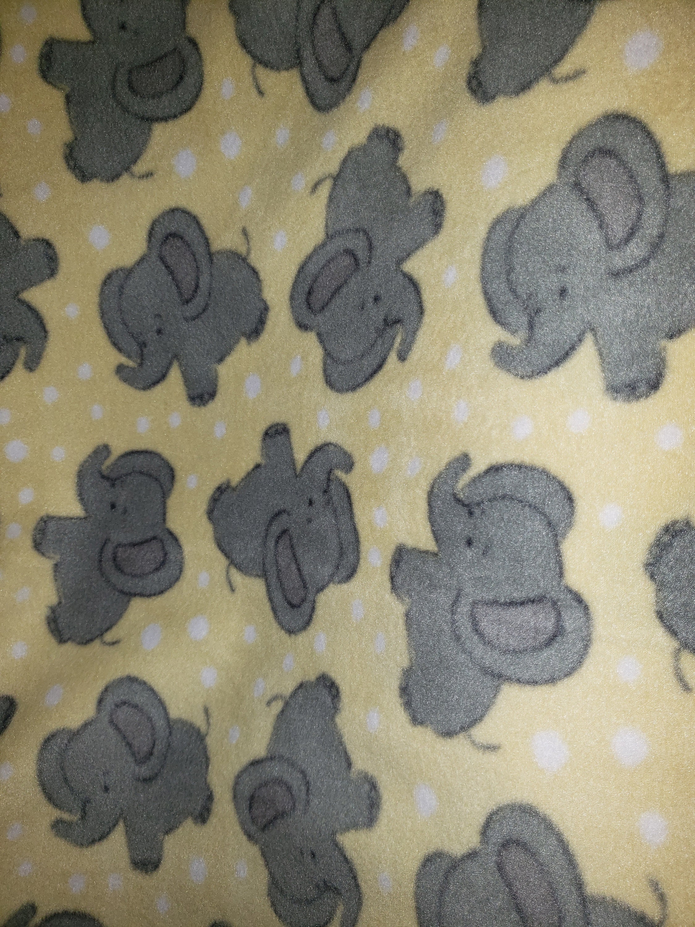 Polar Fleece Tiny Elephants Yellow Fleece Fabric by the Yard Etsy