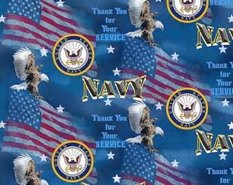 Sykel Enterprises US Navy Flags Allover 100% Cotton Fabric by the Yard