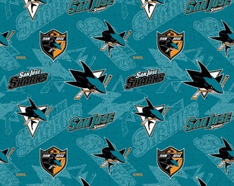 NHL San Jose Sharks Tone on Tone 1199-SJS Cotton Fabric By The Yard