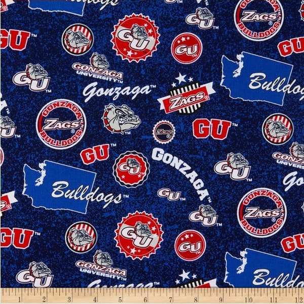 NCAA Gonzaga University Home State GONZ-1208 Cotton Fabric by the Yard