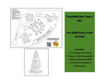 Printable New Year’s Party Hat - Kids DIY Craft - Instant Download - Fun Cutout Activity for Parties & Classrooms