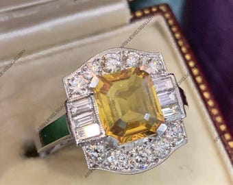 Vintage Yellow Sapphire Ring  Yellow Sapphire Ring 925 Sterling Silver Yellow Sapphire Ring Beautiful Yellow Sapphire Birthstone Ring