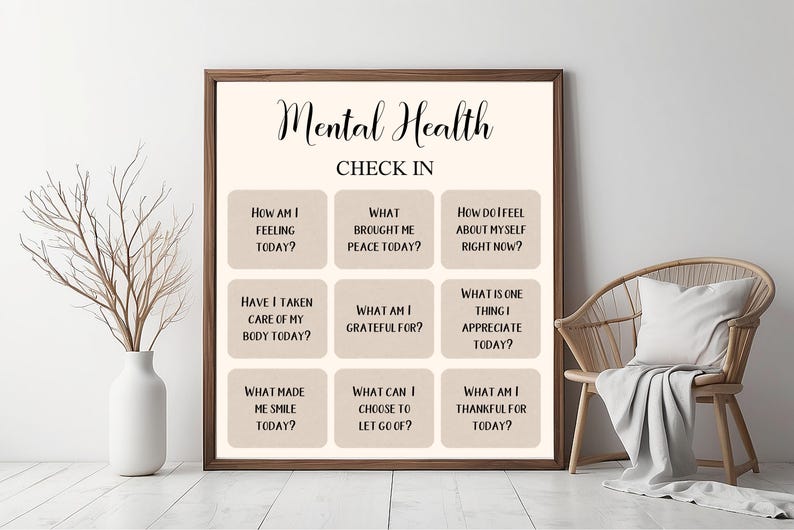 Mental Health Check in | Therapy Office Decor | Printable Wall Art - Etsy