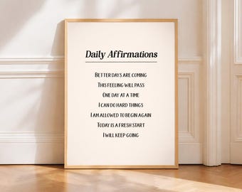 Daily Affirmations Wall Art | Positive Affirmation Poster (Digital Download)