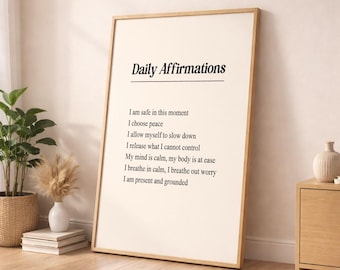 Daily Affirmations Poster | Therapist Office Decor | Printable Wall Art (Digital download)