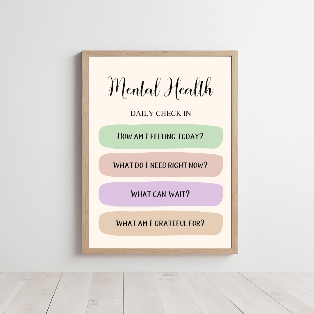 Daily Mental Health Check in | Therapy Office Decor | Trendy Wall Art ...