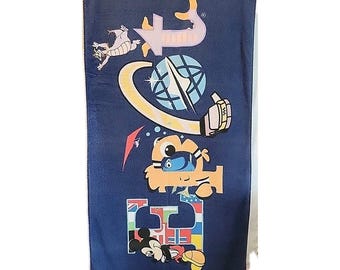 Vintage Disneyland Epcot Center Mickey Figment Test Track Nemo Beach Towel