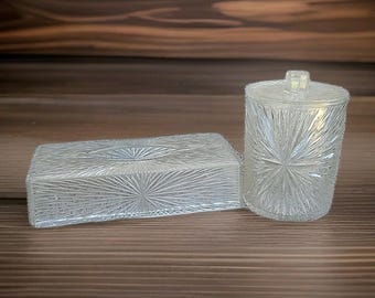 VTG Celebrity MCM Starburst Lucite Waste Tissue Box And Canister Set Sunburst
