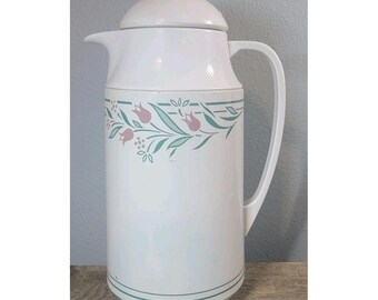 CORNING THERMIQUE Corelle Rosemarie Line Coffee Carafe-1 Quart Vintage 1990s
