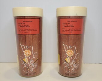Vintage NFC Insulated Plastic Beverage Tumbler Cocktail Recipe MCM Set of 2