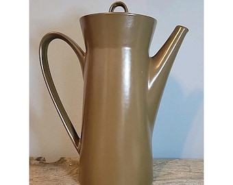 Vintage MCM Mikasa Spectrum  Coffee Pot And Lid In Cafe Au Lait Brown 1980s