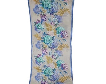 Vintage Oscar De La Renta Silk Scarf, Floral Blue Purple, Made in Japan