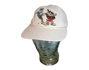 Vintage Bugs Bunny & Taz Golf Embroidered Hat Cap Cotton USA 90's