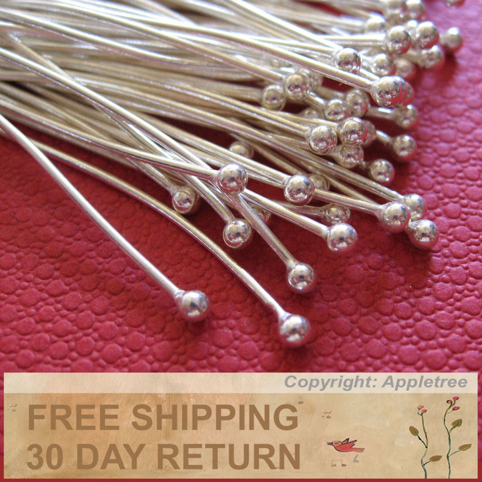 50 Solid Sterling Silver Ball Head Pins Wire 24 Ga 1.5 in top Etsy