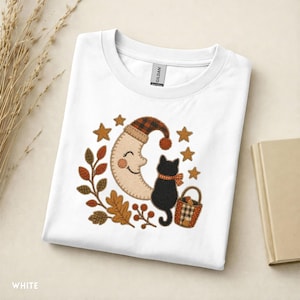 Comfort Colors® Faux Patchwork Moon Shirt, Fall Halloween Tee, Rustic Autumn Top, Thanksgiving Gift, Cottagecore Pumpkin Shirt for Her