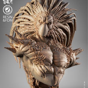 Epic Hellspawn Fanart STL Bust | 1/4 Scale | Demonic Creature with Spikes & Dread Hair | 3D STL Print File Model Download