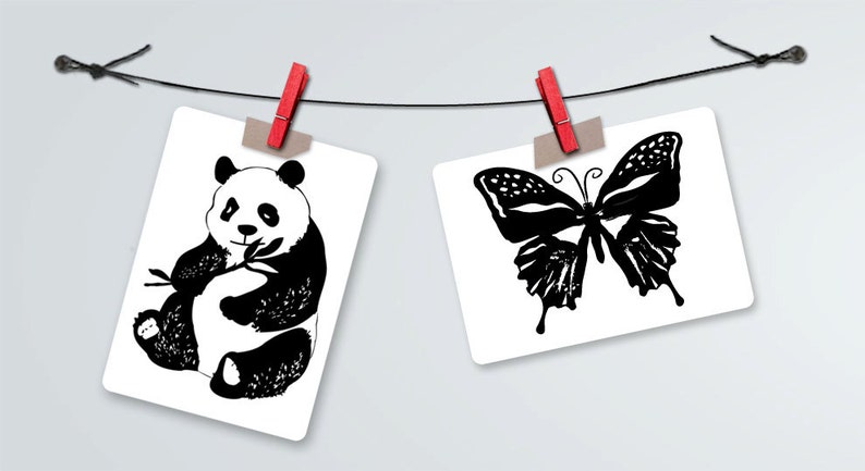 Black and White Contrast Animal Art Cards-Baby shower gift-Infant Stimulation Cards image 6