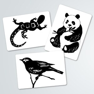 Black and White Contrast Animal Art Cards-Baby shower gift-Infant Stimulation Cards image 4