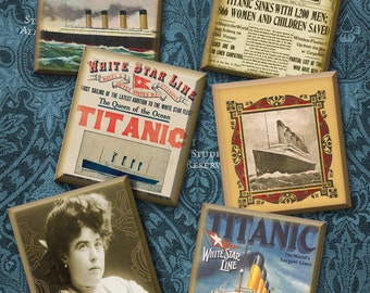 Scrabble Tile .75" x .83" Images - Titanic 100-year Anniversary - Victorian Steampunk - Digital Collage Sheet - Instant Download & Print