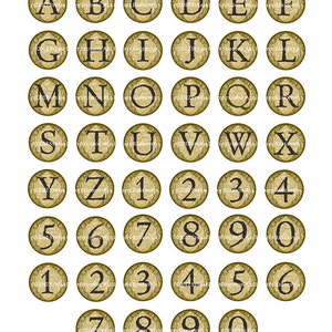 textured victorian alphabet and numbers 1 inch circles etsy