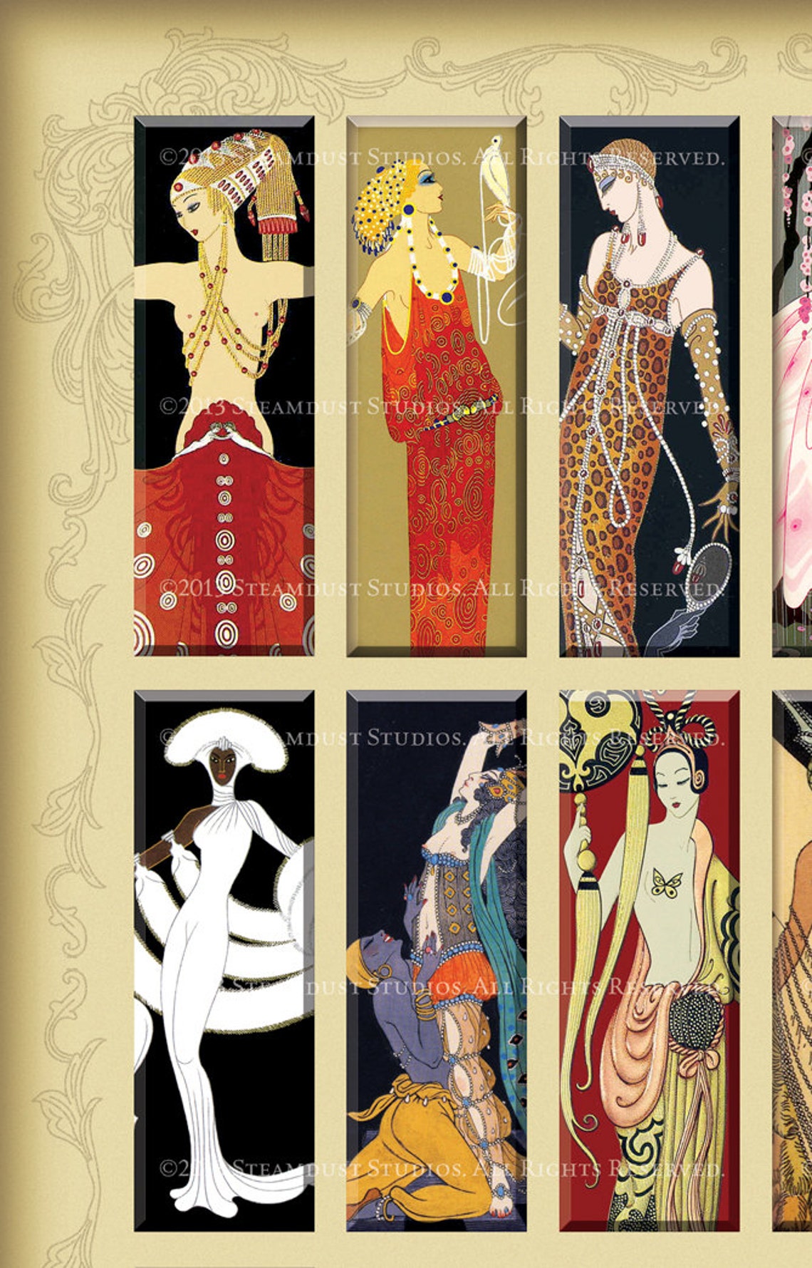 Art Deco Women 1x3 Inch Digital Collage Sheet Microscope Etsy