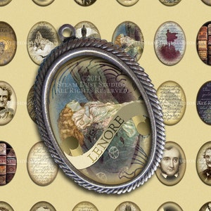 Edgar Allan Poe - Viktorianisch, Goth - Dulac, Dore - 18 x 25mm Cameo Oval Bilder - Digital Collage Sheet - Instant Download
