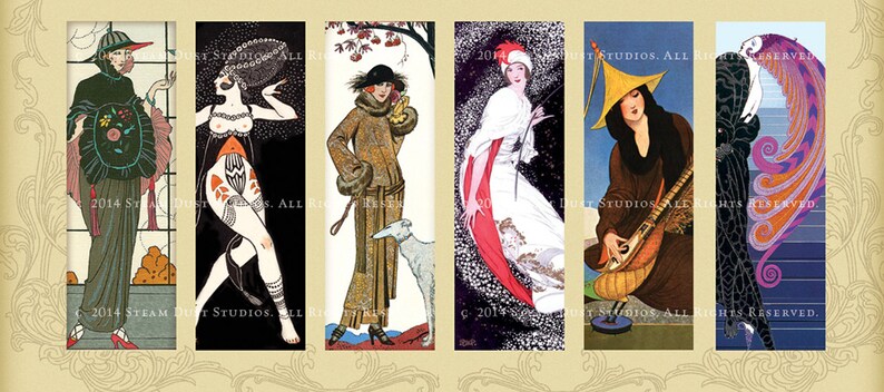 Download Art Deco Women 1x3 Inch Digital Collage Sheet Microscope ...