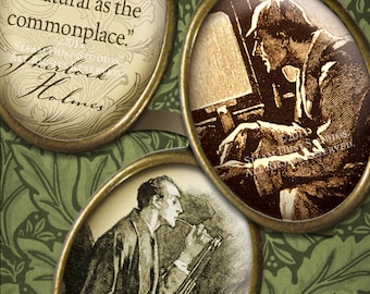 Sherlock Holmes - viktorianischen Steampunk 30x40mm Cameo-Auftritt-Size ovale Bilder - digitale Collage Sheet - sofort-Download und Print - druckfähiges Bildmaterial