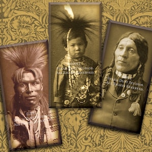 1 x 2 po Domino tuiles Images - 19ème siècle Native American Indians - feuille de Collage numérique - téléchargement immédiat & impression