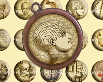 Anatomie Antique victorienne images sont-32mm rond - Steampunk, Goth - feuille de Collage numérique - Téléchargement instantané et imprimerie