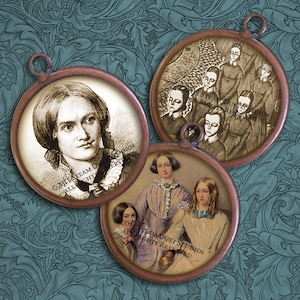 Impresión y Jane Eyre - Charlotte Bronte, hermanas de Bronte - 30 mm círculos - Collage Digital hoja - descarga inmediata